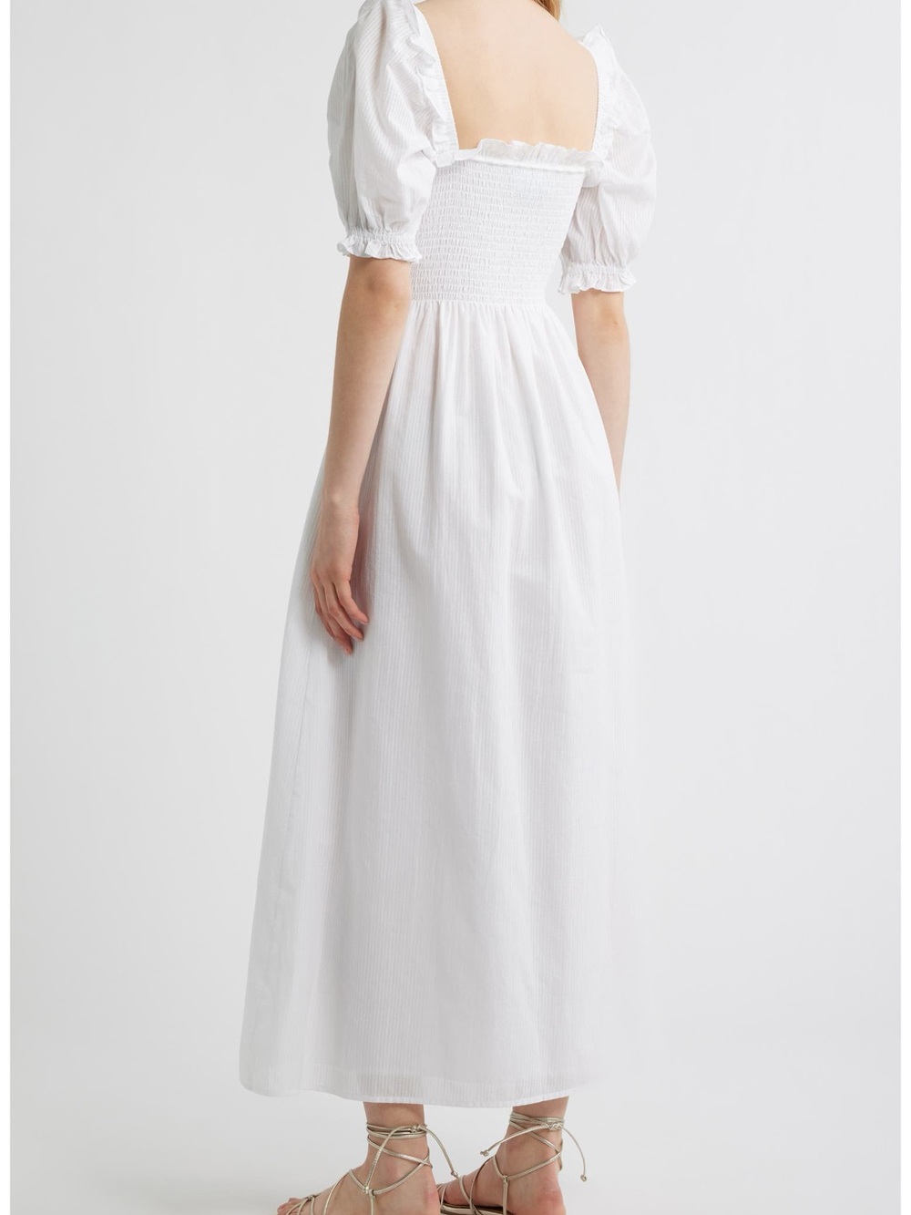 Hill House White Smocked Square-Neck Maxi Dress with Puff Sleeves - Picture 2 of 7
